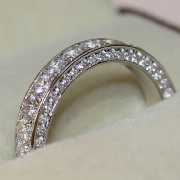 NEw Sterling Silver Diamond Band Ring - Picture 3 of 9